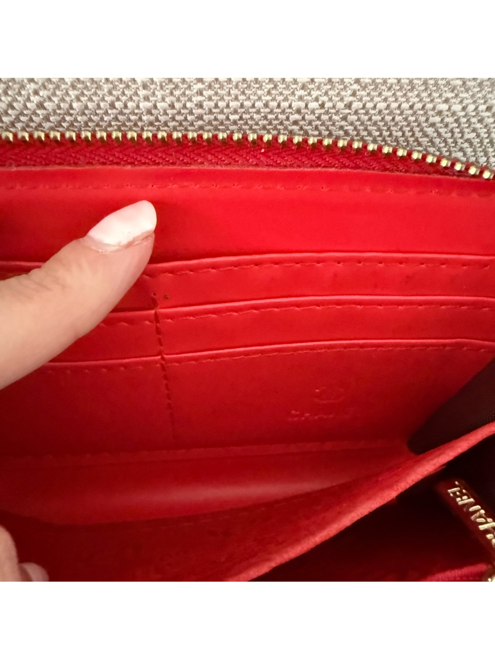 CHANEL Red Patent Quilted Zip-Around Wallet with CC Charm - Picture 9 of 9